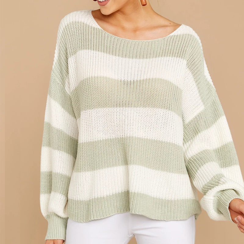 Oversized knit sweater for women with a modern striped pattern and a relaxed fit Lune London