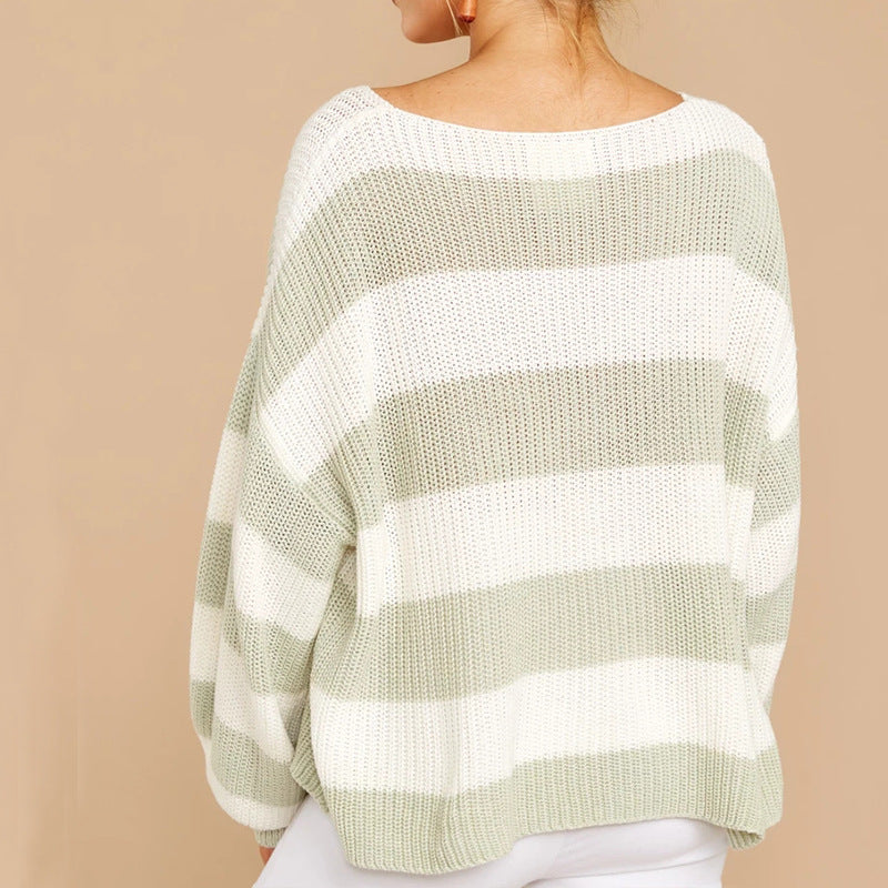 Oversized knit sweater for women with a modern striped pattern and a relaxed fit Lune London