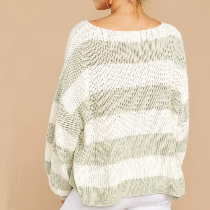 Oversized knit sweater for women with a modern striped pattern and a relaxed fit Lune London