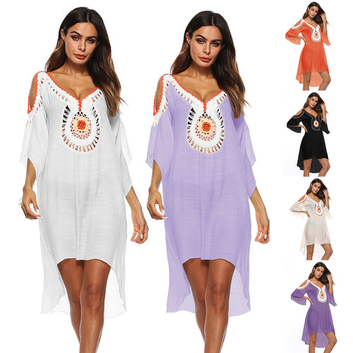Women Elegant Embroidered Beach Dress Cover-Up Lune London