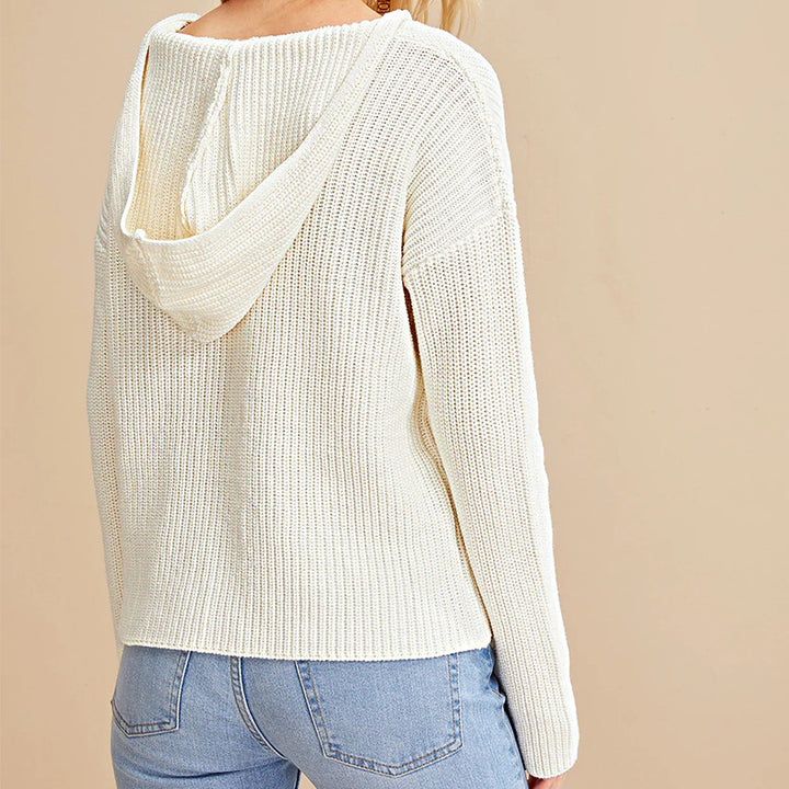 V-neck knit sweater for women with a relaxed fit and fine knit design Lune London