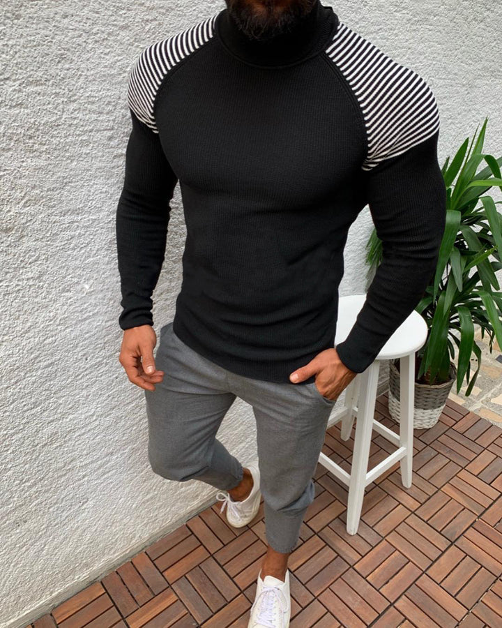 Men's high-quality functional sweater with stylish high collar and chic textured design