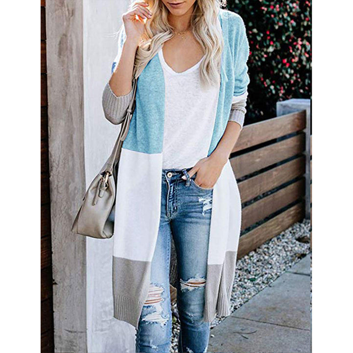Cardigan à manches longues pour femmes dans un design de blocs de couleurs modernes Chic & Stil