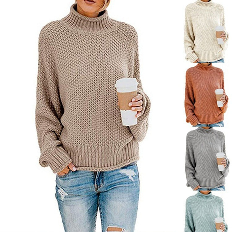 Pull en tricot épais pour femmes avec col haut et coupe décontractée Chic & Stil 1771933192