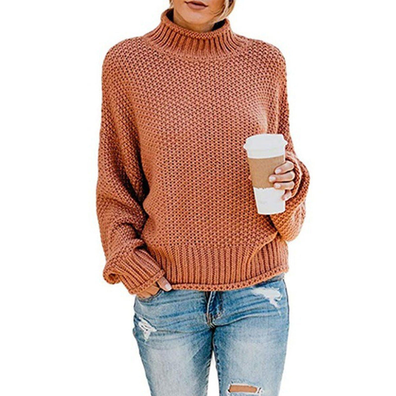 Pull en tricot épais pour femmes avec col haut et coupe décontractée Chic & Stil 1771933192