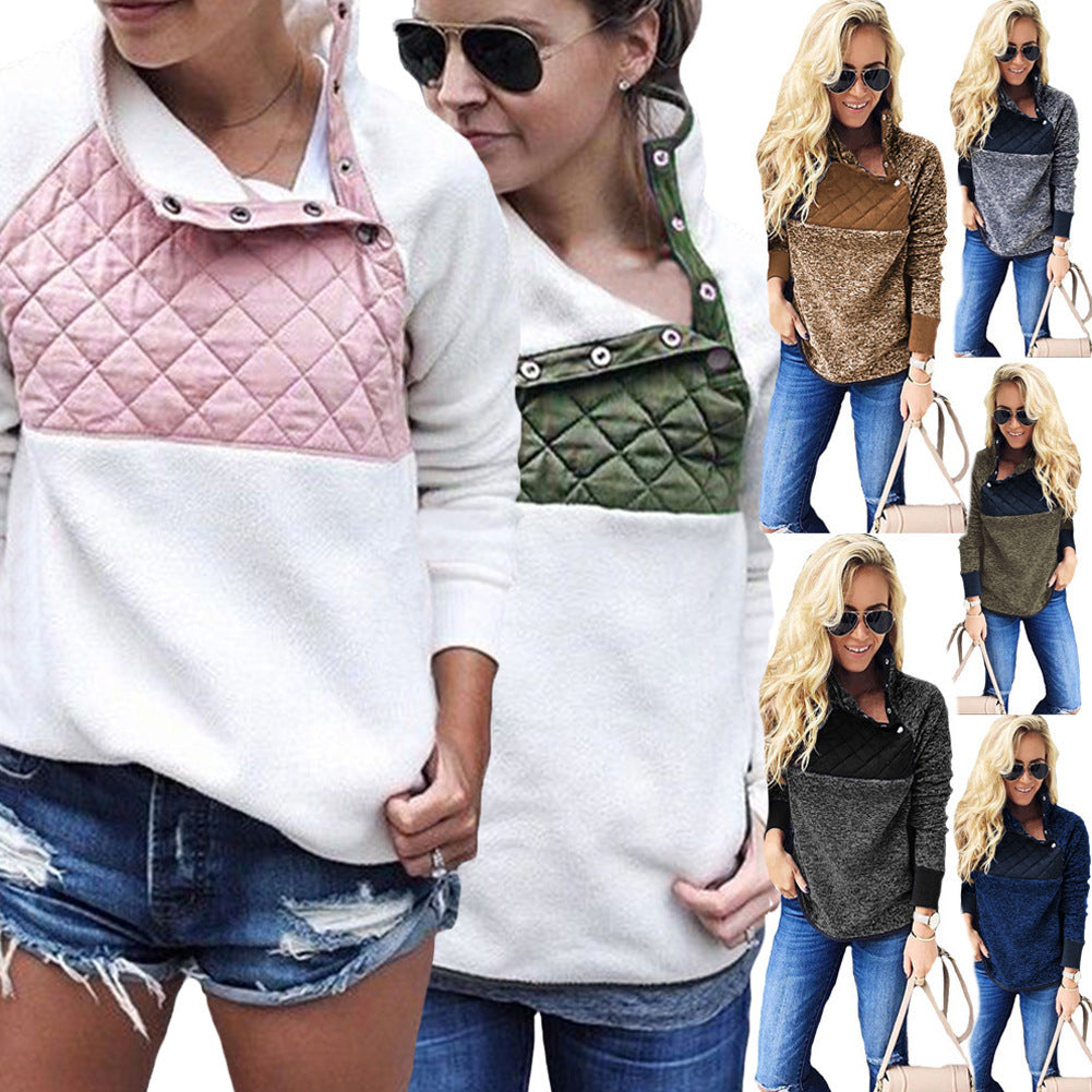 Ladies Comfortable Hooded Sweatshirt with High Collar and Chic Padded Top