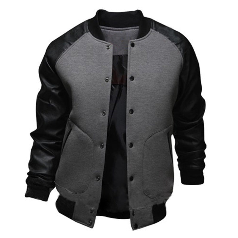 Casual bomber jacket for men with faux leather sleeves and snap buttons Lune London