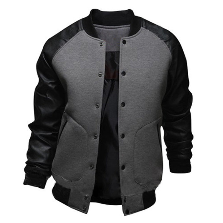 Casual bomber jacket for men with faux leather sleeves and snap buttons Lune London