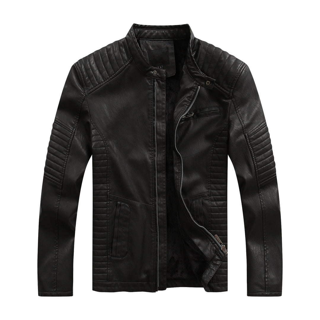 Stylish biker jacket for men in faux leather with rich quilted stitching Lune London