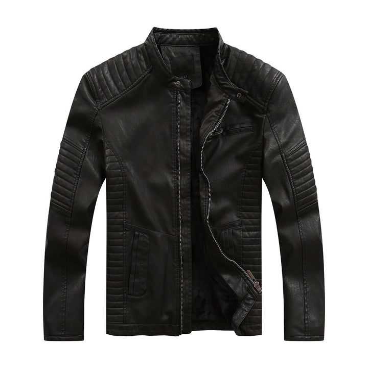 Stylish biker jacket for men in faux leather with rich quilted stitching Lune London