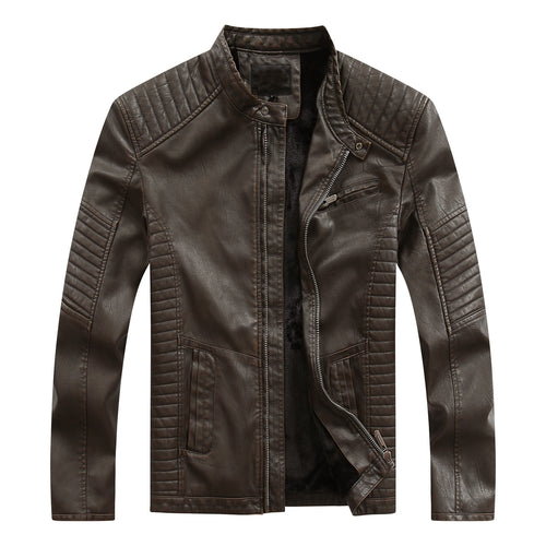 Stylish biker jacket for men in faux leather with rich quilted stitching Lune London