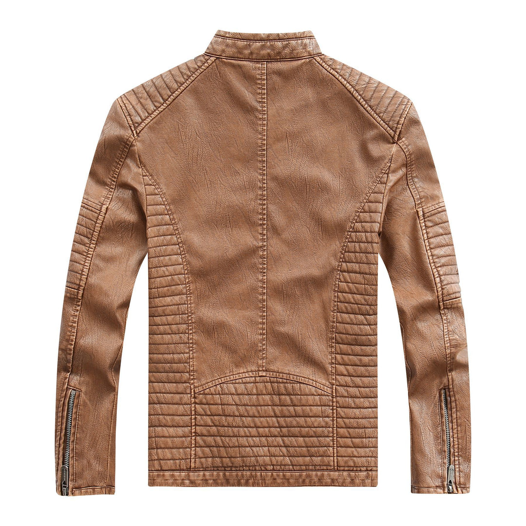 Stylish biker jacket for men in faux leather with rich quilted stitching Lune London
