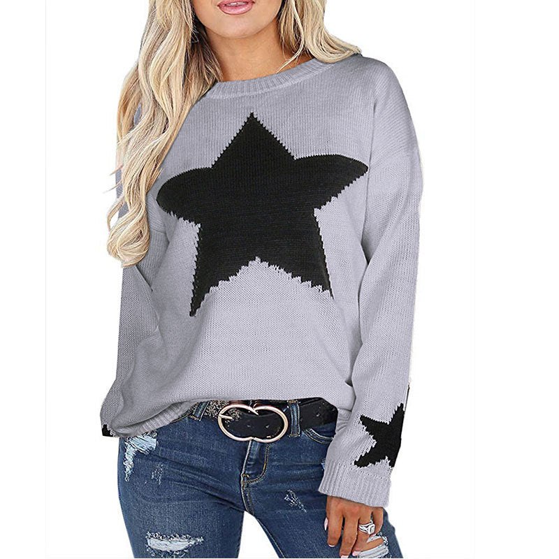 Pull en tricot pour femmes avec design d'étoile et matériau doux Chic & Stil