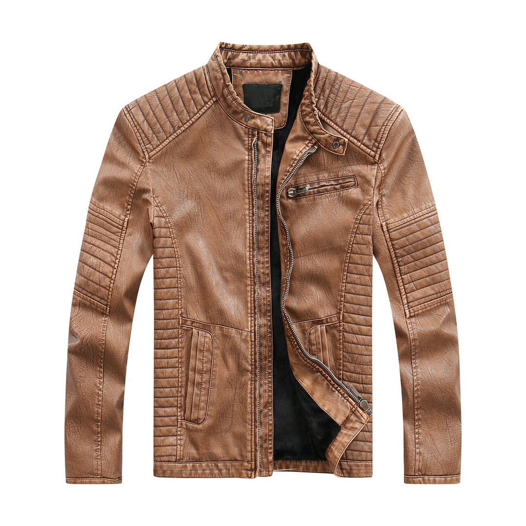 Stylish biker jacket for men in faux leather with rich quilted stitching Lune London