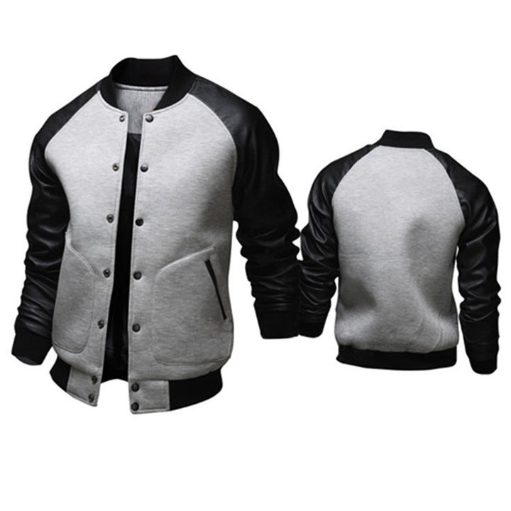 Casual bomber jacket for men with faux leather sleeves and snap buttons Lune London
