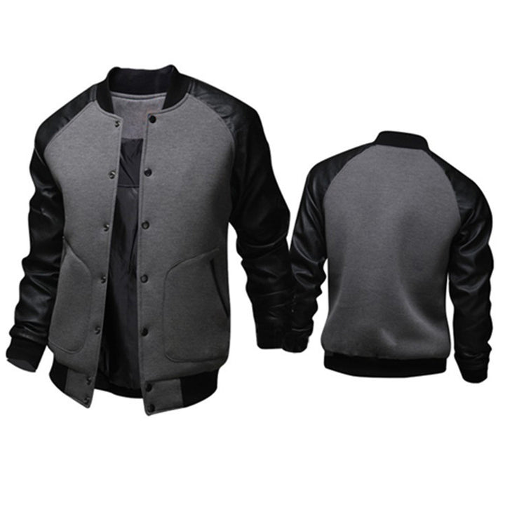 Casual bomber jacket for men with faux leather sleeves and snap buttons Lune London