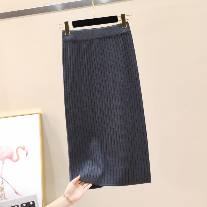 Jupe midi en tricot pour femmes avec structure en côtes verticales Chic & Stil