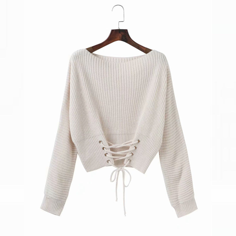 Lune London Women's Knit Sweater with Open Back Laces