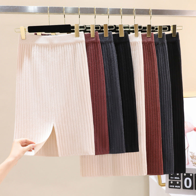 Jupe midi en tricot pour femmes avec structure en côtes verticales Chic & Stil