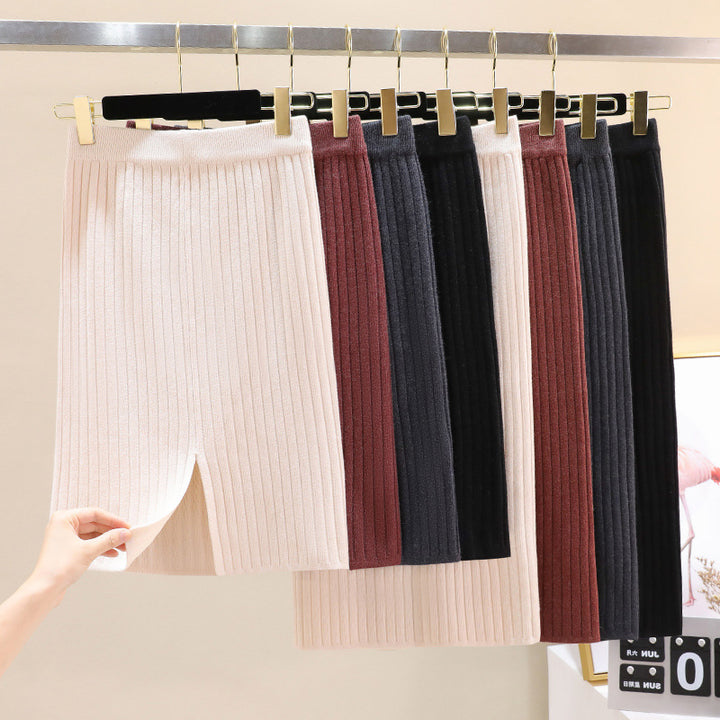 Jupe midi en tricot pour femmes avec structure en côtes verticales Chic & Stil
