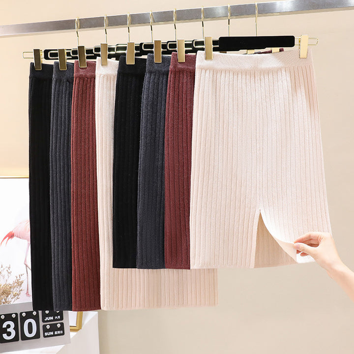 Jupe midi en tricot pour femmes avec structure en côtes verticales Chic & Stil