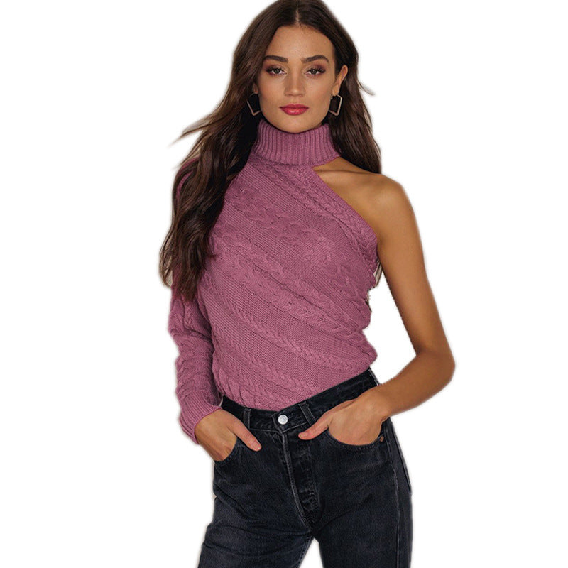 Ladies elegant turtleneck sweater with unique cable knit pattern Lune London