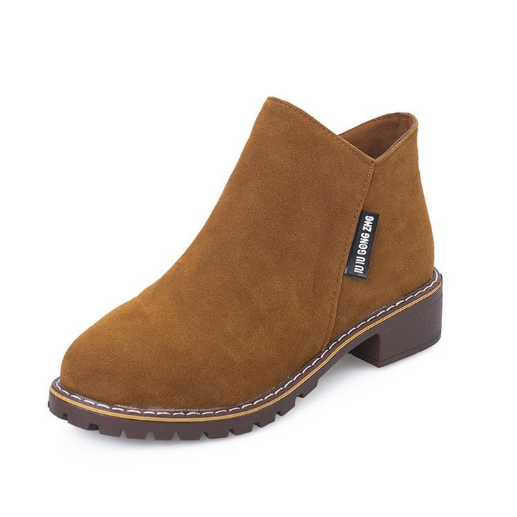 Soft suede ankle boots for women with a stable block heel Lune London