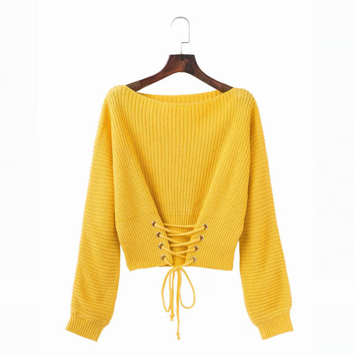 Lune London Women's Knit Sweater with Open Back Laces