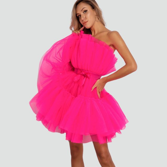 Lune London | Strapless tulle dress with multi-layered skirt
