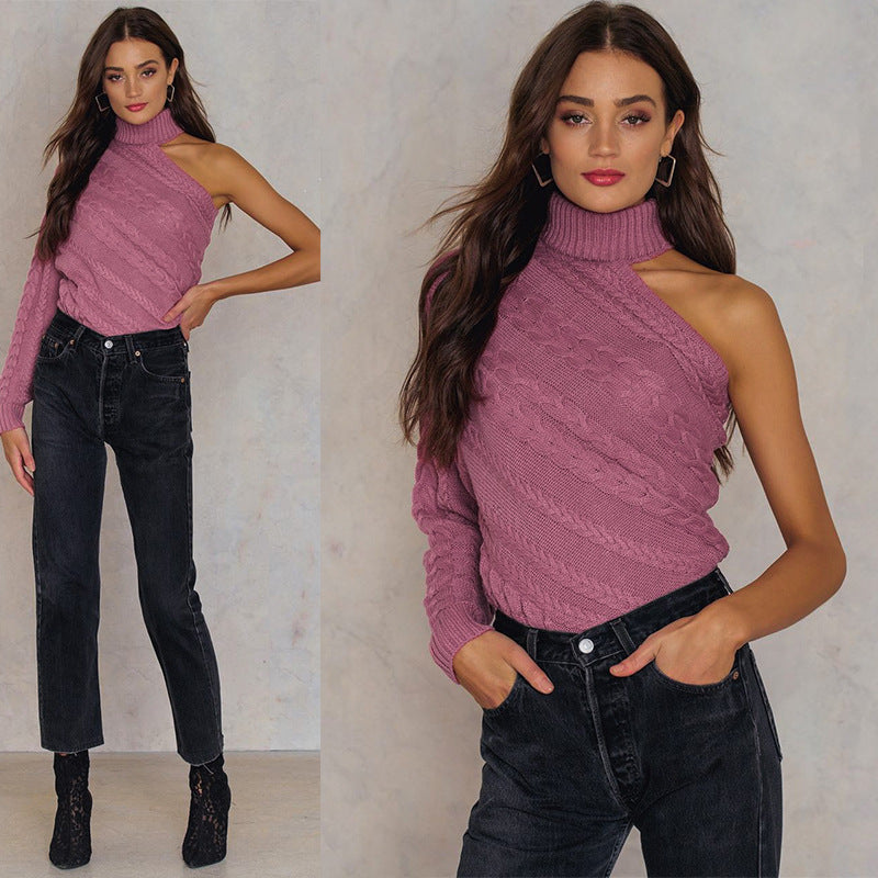 Ladies elegant turtleneck sweater with unique cable knit pattern Lune London