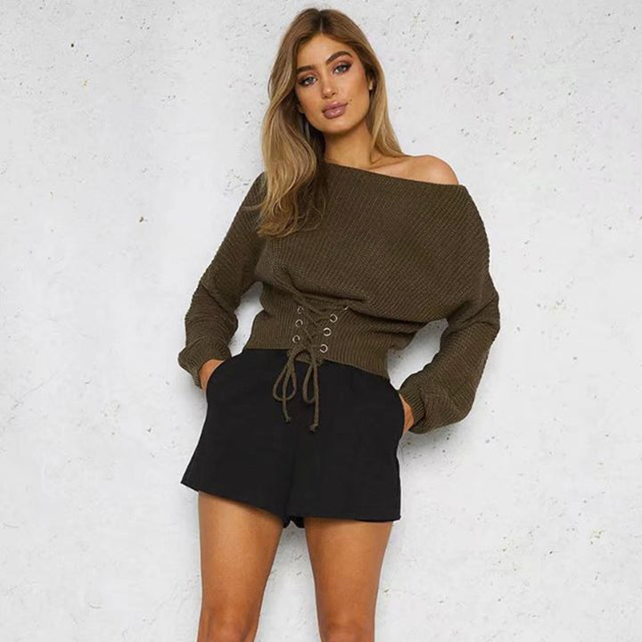 Lune London Women's Knit Sweater with Open Back Laces