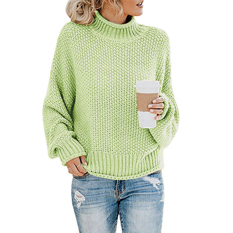 Chunky knit sweater for women with high collar and wide sleeves Lune Londonl