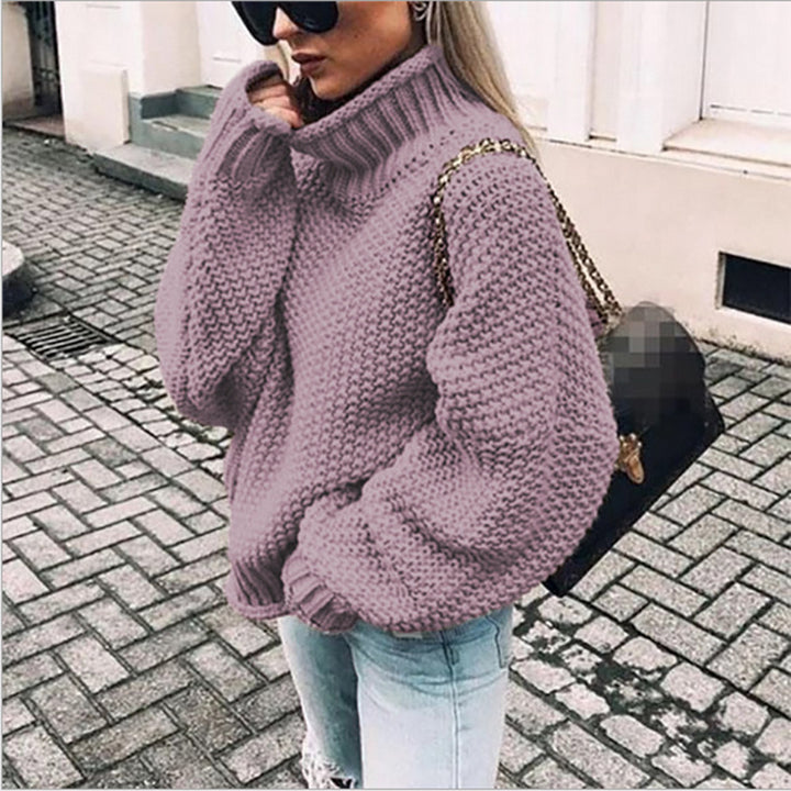 Pull en tricot épais pour femmes avec col haut et coupe décontractée Chic & Stil 1771933192