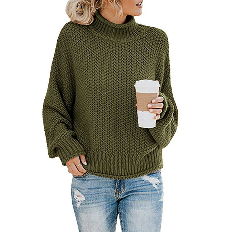 Pull en tricot épais pour femmes avec col haut et coupe décontractée Chic & Stil 1771933192