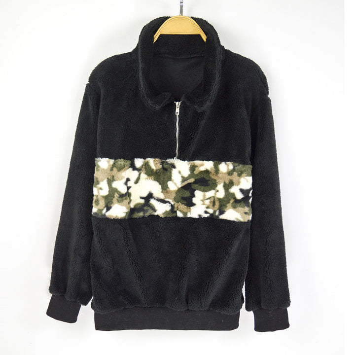 Ladies soft fleece jacket with striking camouflage detail Lune London