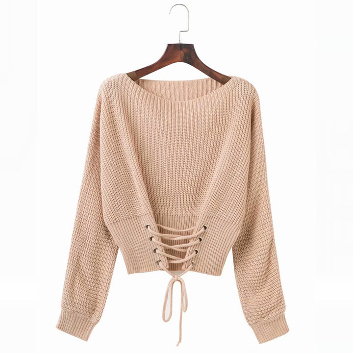 Lune London Women's Knit Sweater with Open Back Laces