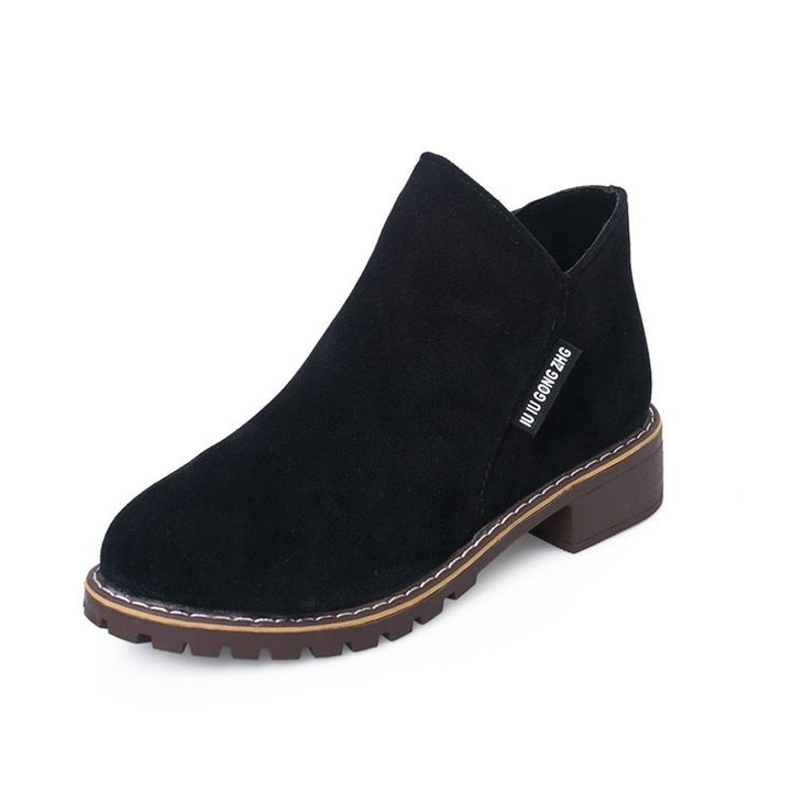 Soft suede ankle boots for women with a stable block heel Lune London