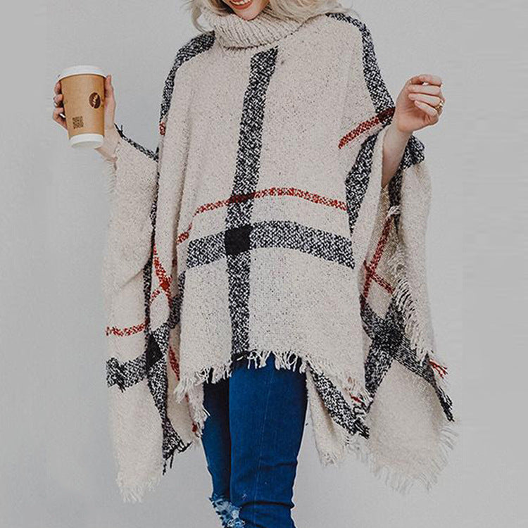 Poncho en tricot pour femmes avec coupe asymétrique et col tendance Chic & Stil