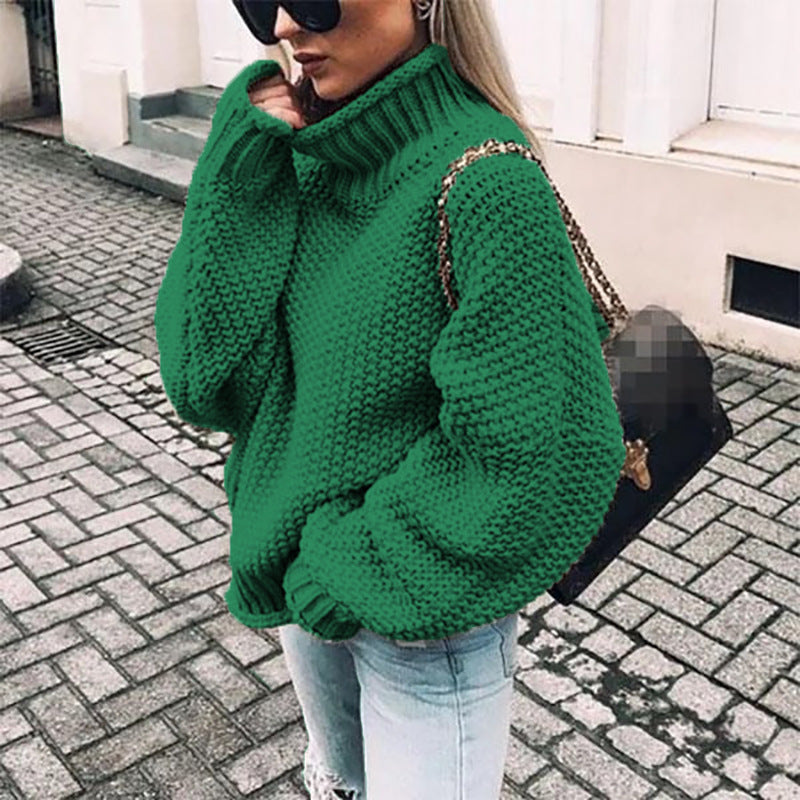 Pull en tricot épais pour femmes avec col haut et coupe décontractée Chic & Stil 1771933192