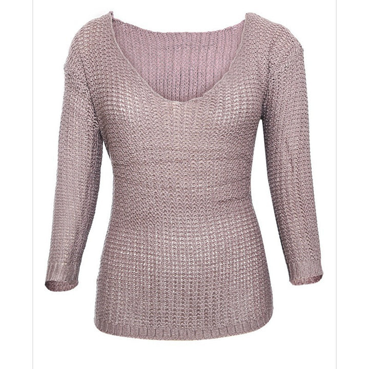 Lightweight knitted sweater for women with a deep V-neckline and a trendy hole design Lune London