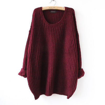 Oversized knit sweater for women with wide sleeves and a deep round neckline Lune London