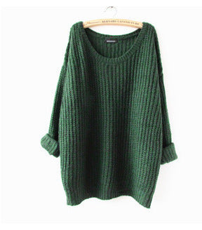 Oversized knit sweater for women with wide sleeves and a deep round neckline Lune London