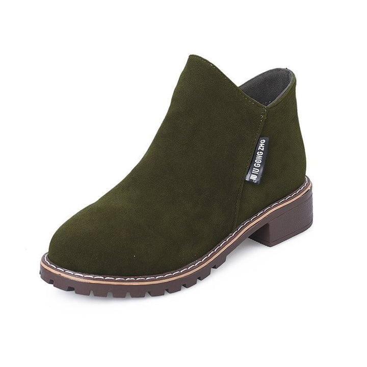 Soft suede ankle boots for women with a stable block heel Lune London
