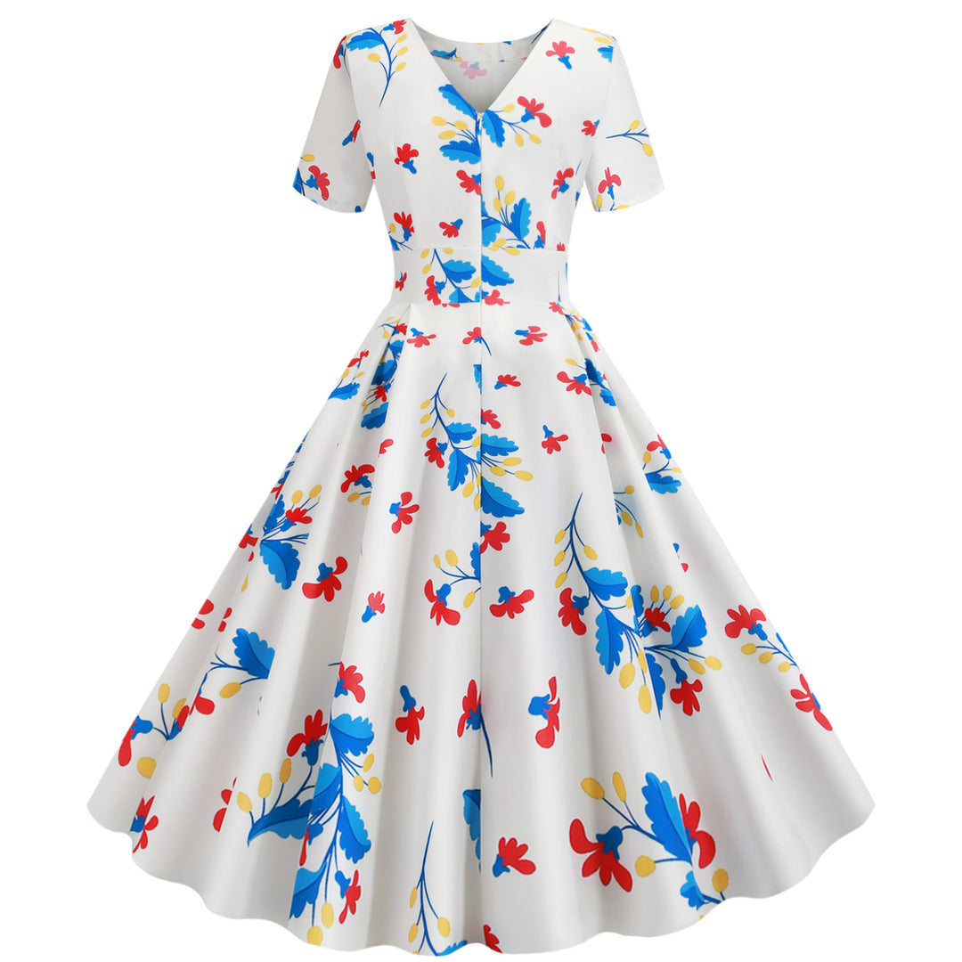 Robe swing pour femmes avec des détails imprimés floraux et une jupe évasée élégante Chic & Stil