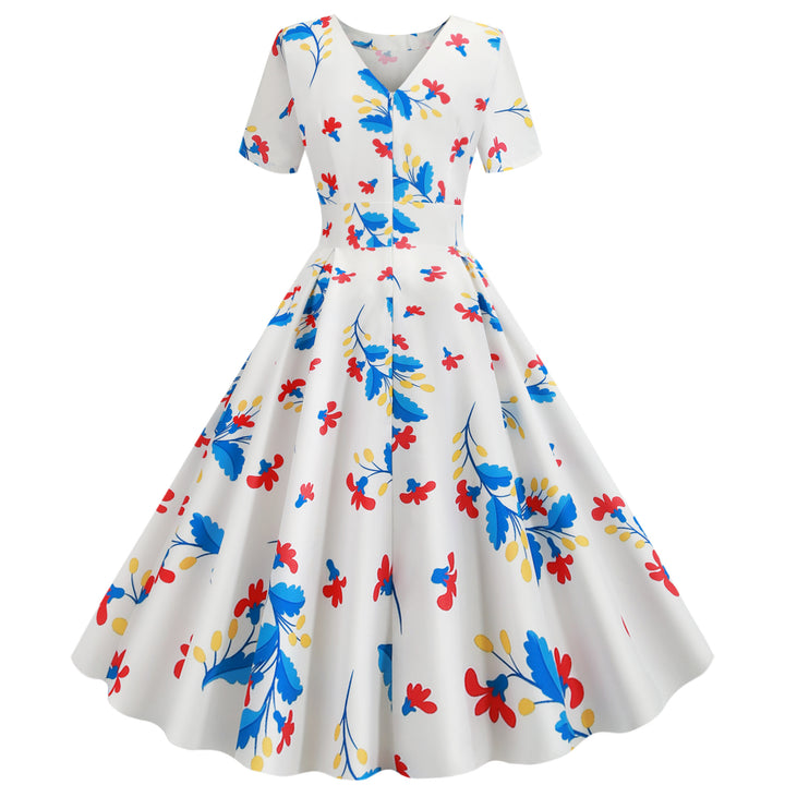 Robe swing pour femmes avec des détails imprimés floraux et une jupe évasée élégante Chic & Stil