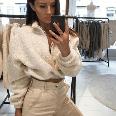 Ladies comfortable fleece sweater with high collar Lune London