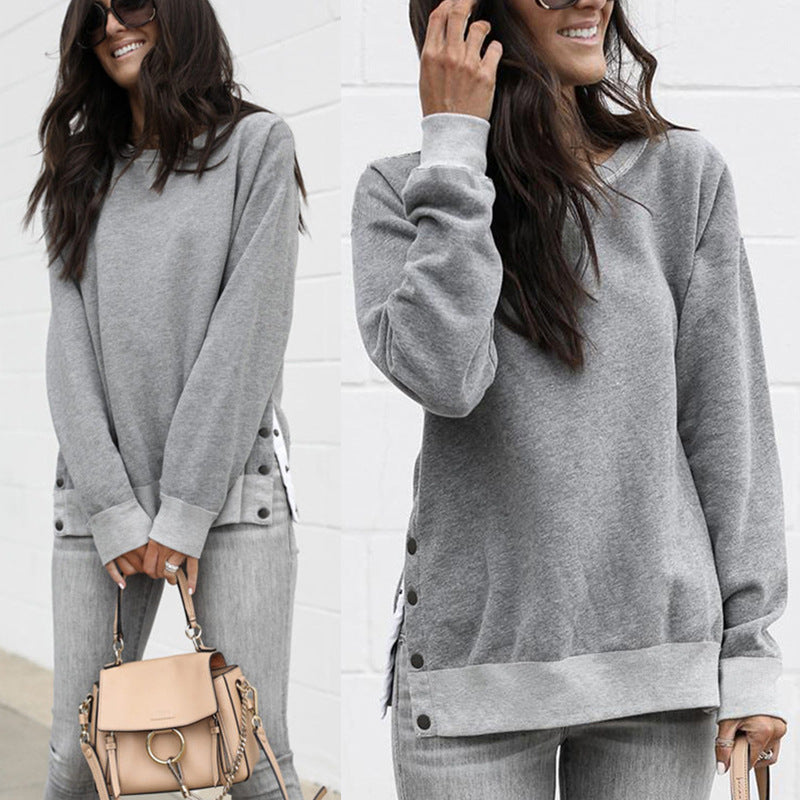 Casual sweater and sweatshirt for women with snap buttons on the sides Lune London
