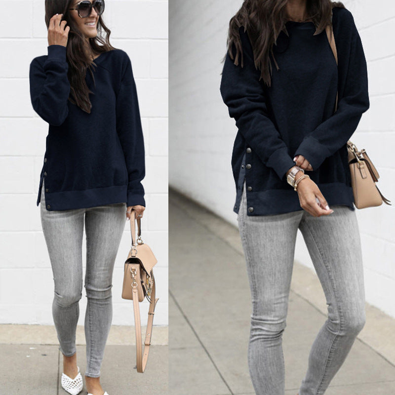 Casual sweater and sweatshirt for women with snap buttons on the sides Lune London