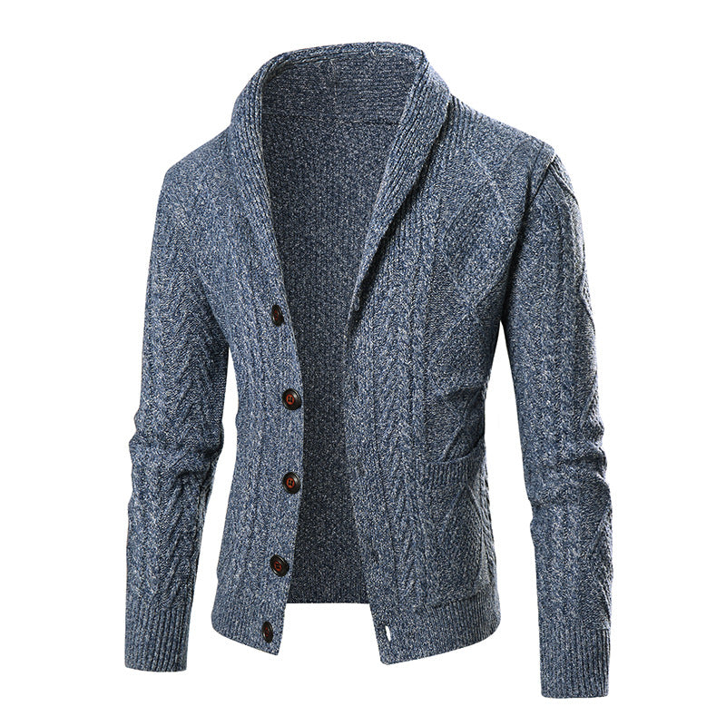 Men's knit jacket with a modern twisted pattern and elegant shawl collar Lune London