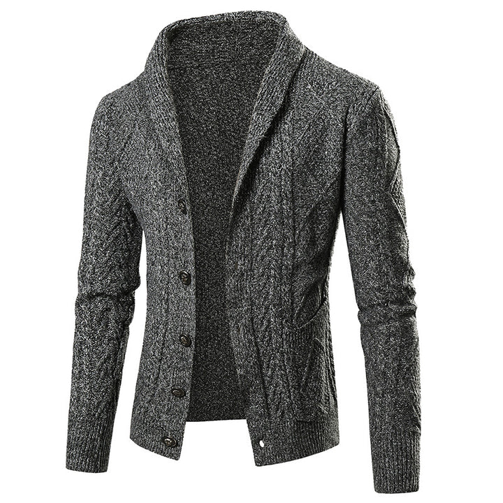 Men's knit jacket with a modern twisted pattern and elegant shawl collar Lune London